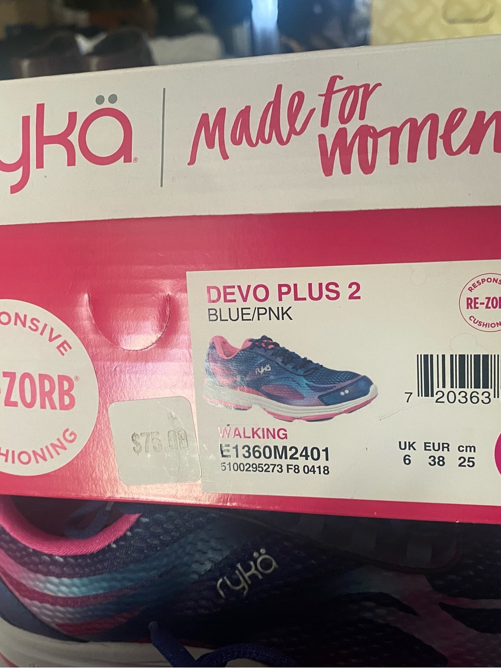 Ryka Devotion Plus 2 Walking Shoes Blue Pink Women's 8W NIB - Picture 6 of 13